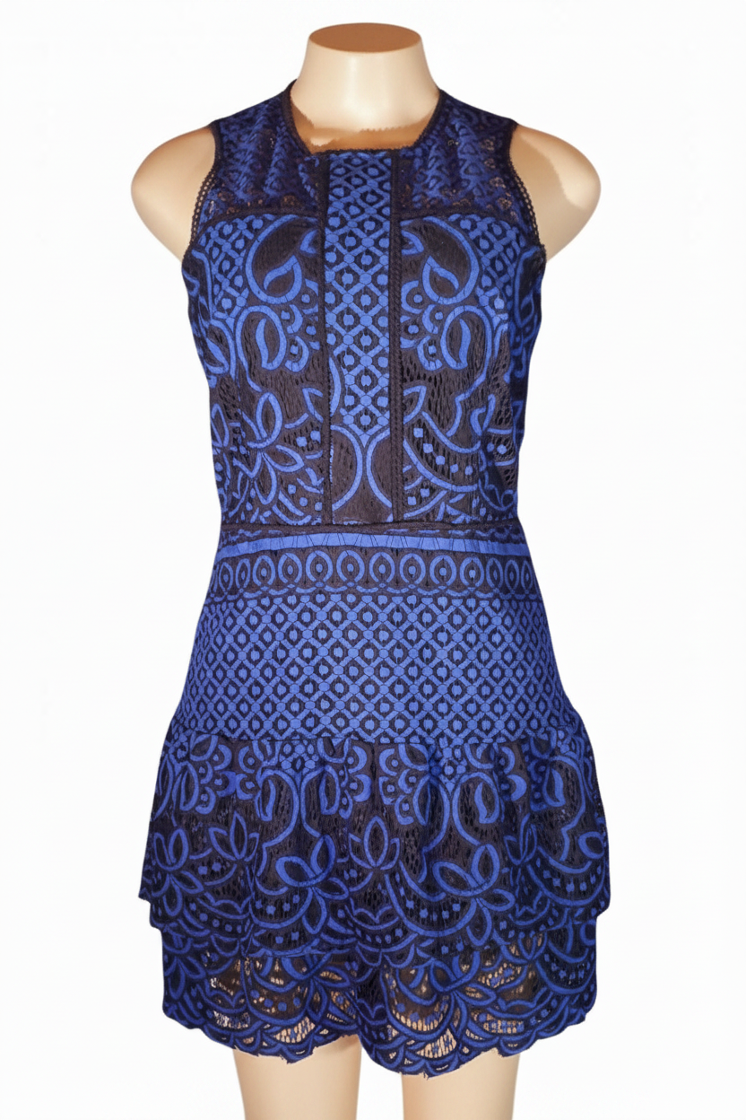 Vintage Style Eyelit Lace Mini Dress – Size M
