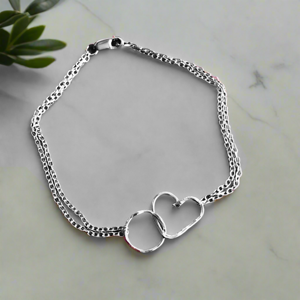 Heart and Circle Infinity Bracelet – Handmade to Order