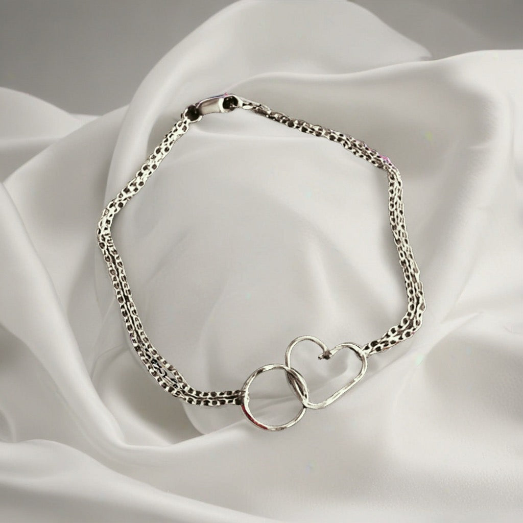 Heart and Circle Infinity Bracelet – Handmade to Order