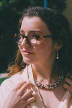 Crystal and Tibetan bead pearl necklace