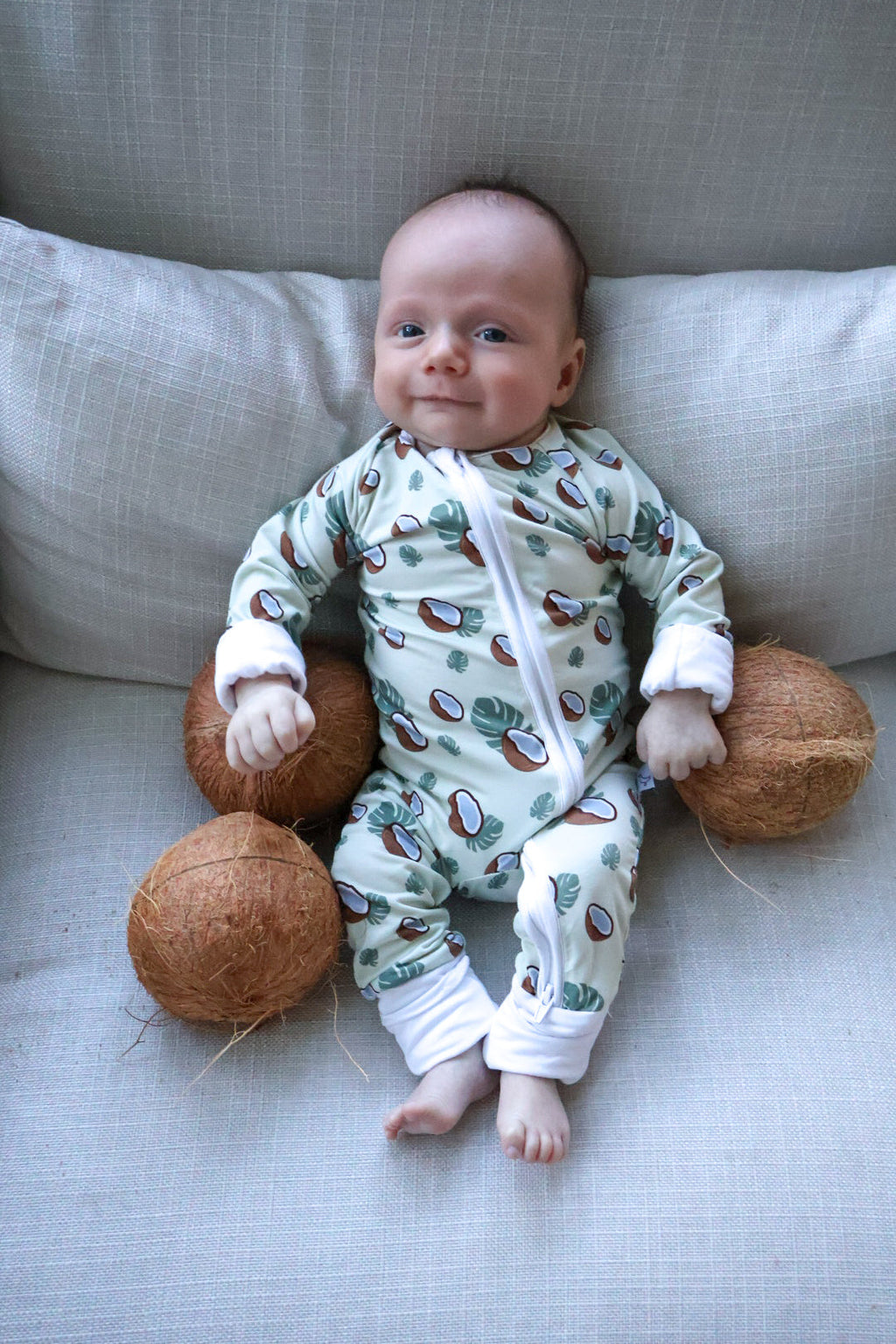 Bamboo Fiber Baby Romper – Coconut Print (0-24 Months)