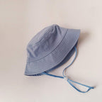 Kids Linen + Cotton Fisherman Bucket Sun Hat for Toddlers with Adjustable Strap