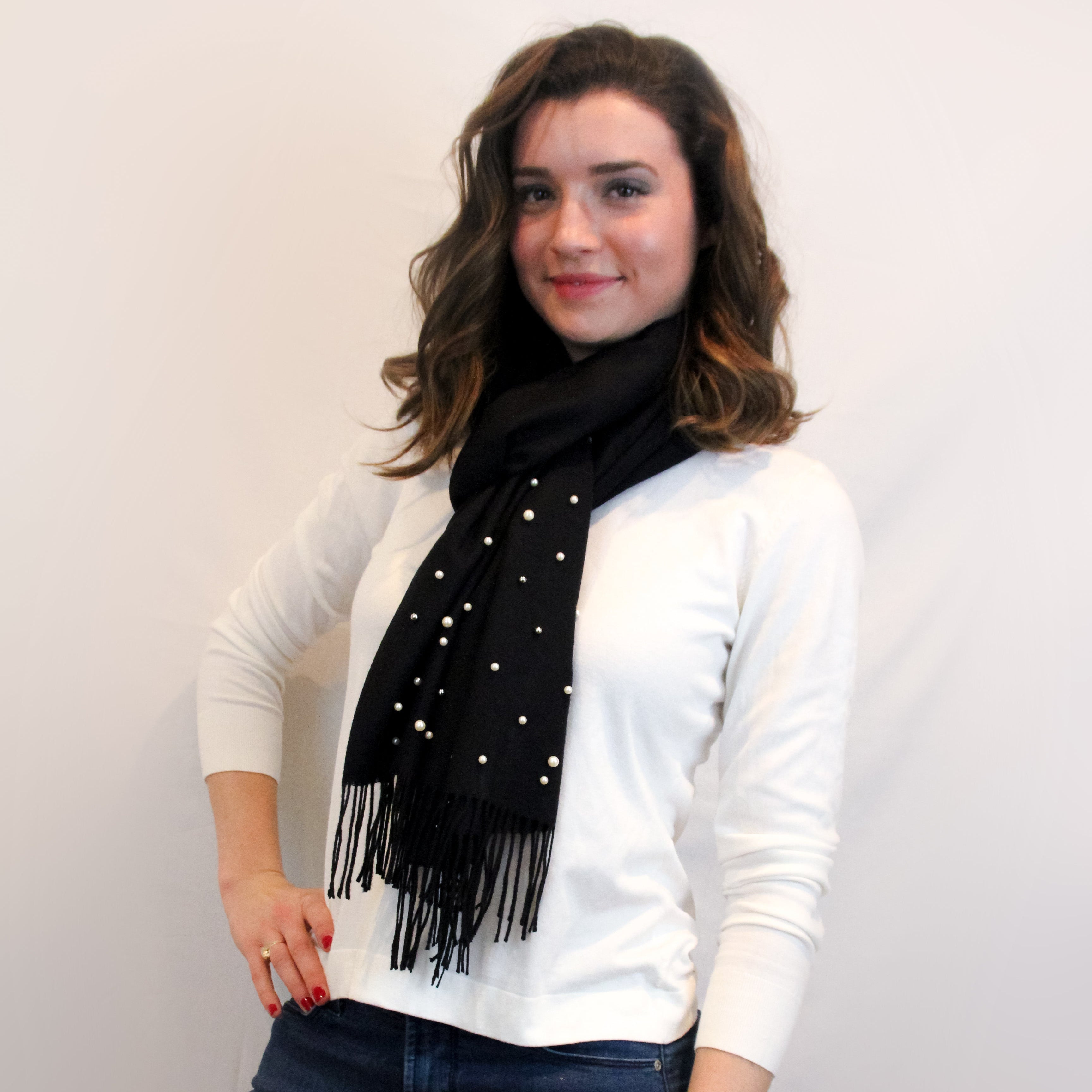 Black Cashmere and Pearl Pashmina