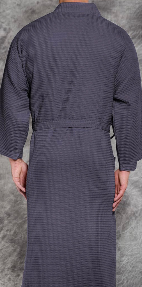 Waffle Spa Bath Kimono Long Robe-4