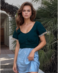The CHOLI CROP TOP Vintage Handmade Chiffon Choli – Dark Green