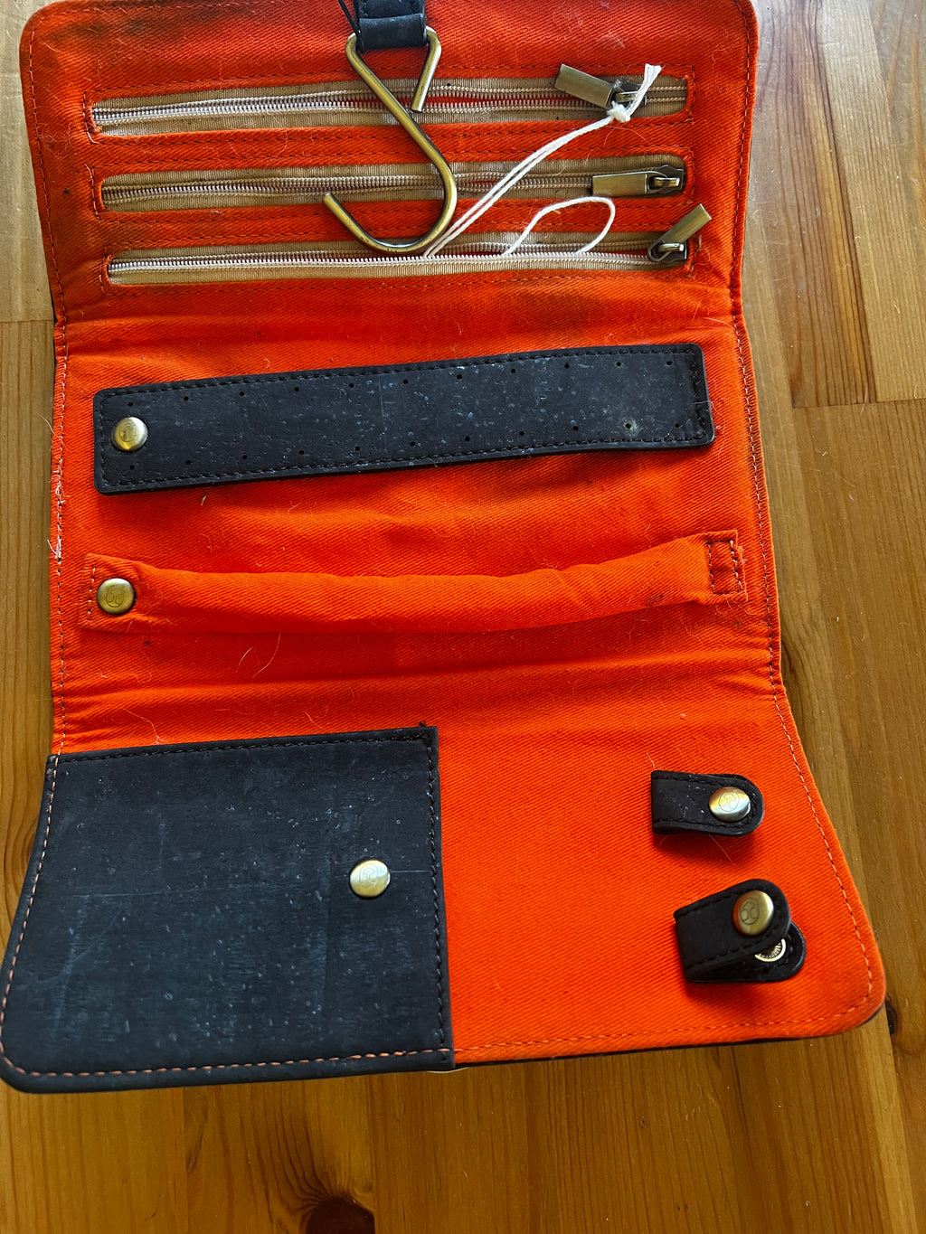 Inside of Kickstarter Version Moimoi Laflore Sustainable Cork Jewelry Pouch