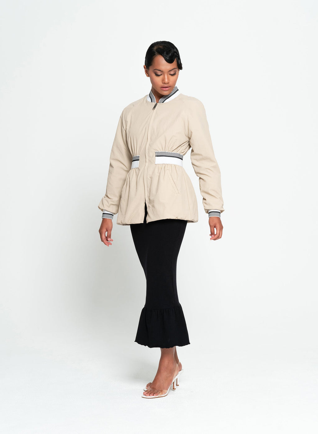 Kamala Recycled Windbreaker Bomber Jacket – Beige