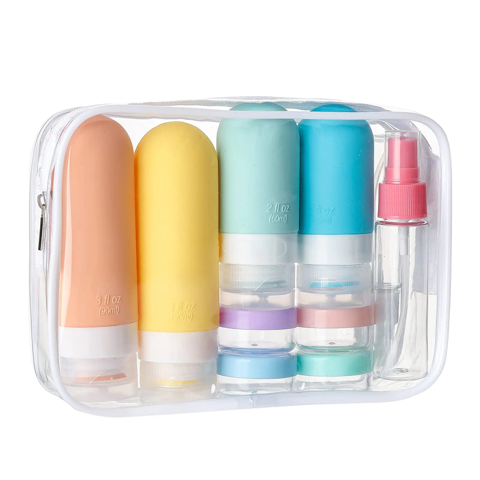 TSA-Approved Reusable Silicone Travel Bottles Set – 16 pcs / White Pack