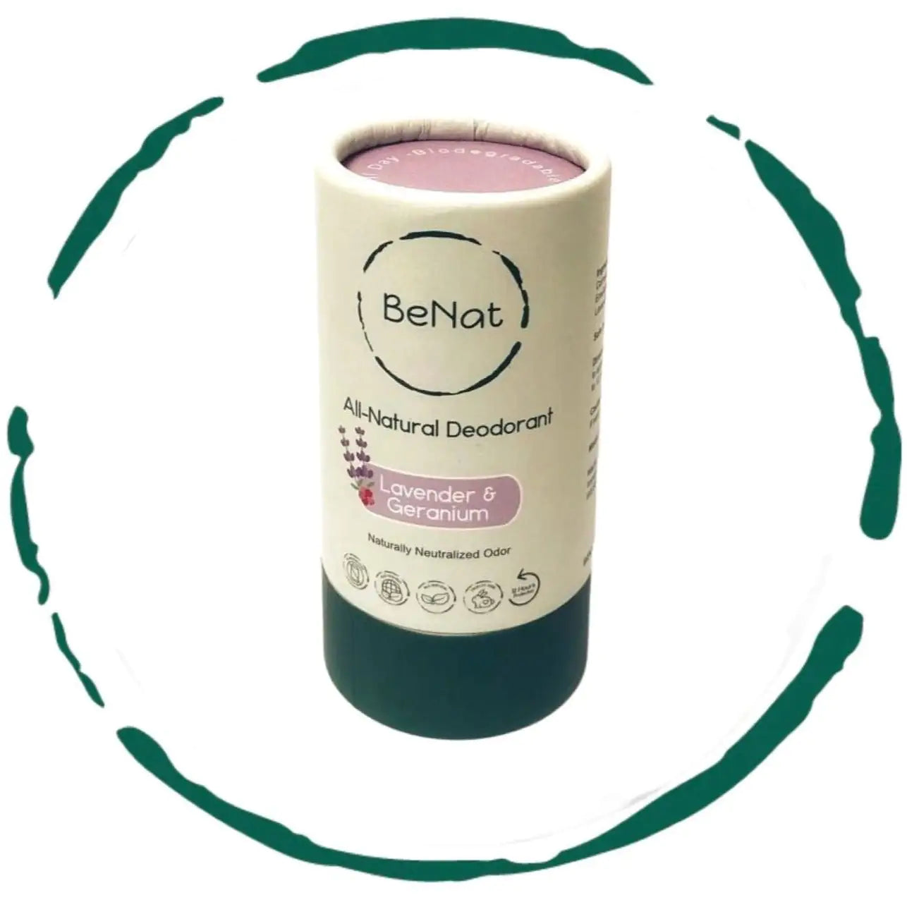 BeNat All-Natural Plastic-Free Deodorant – 3 Oz