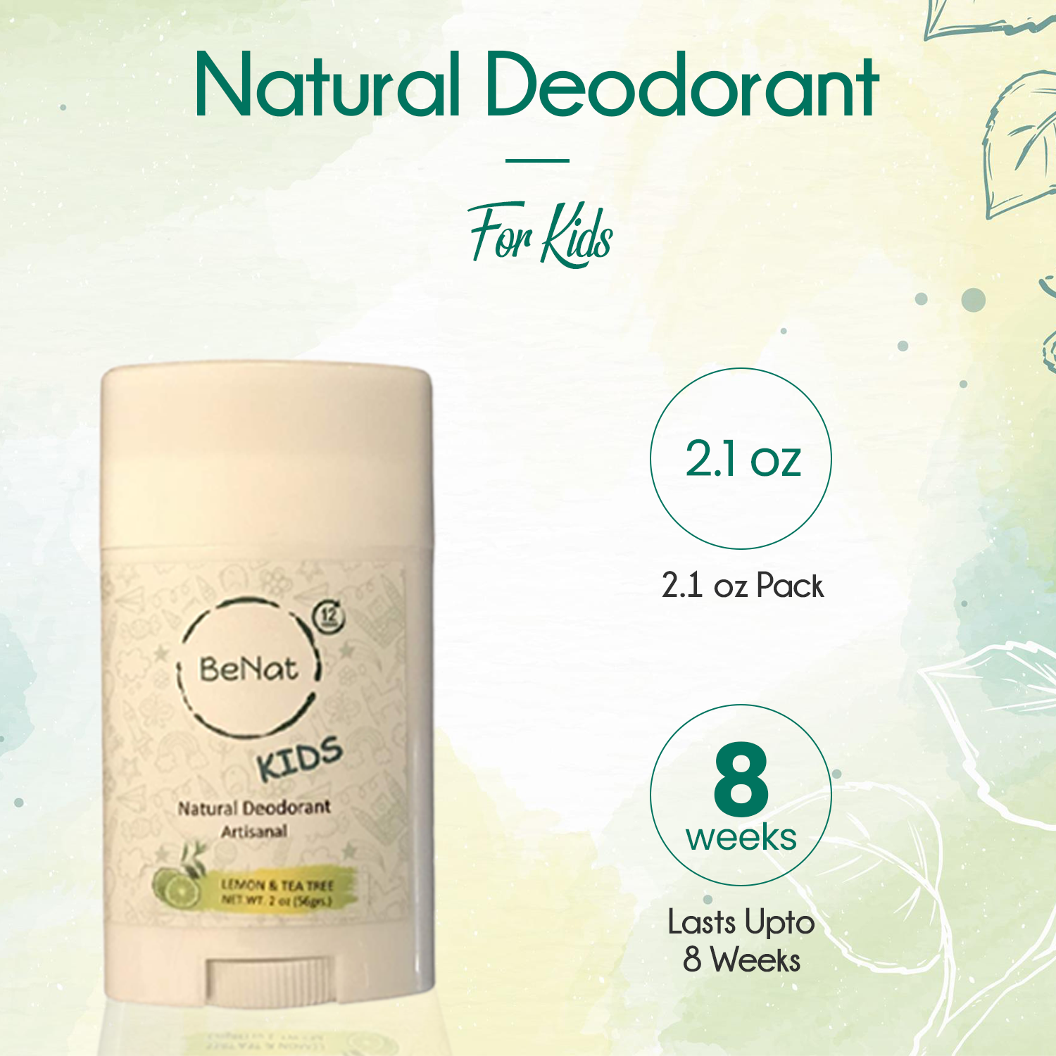 BeNat All-Natural Deodorant for Kids & Teens