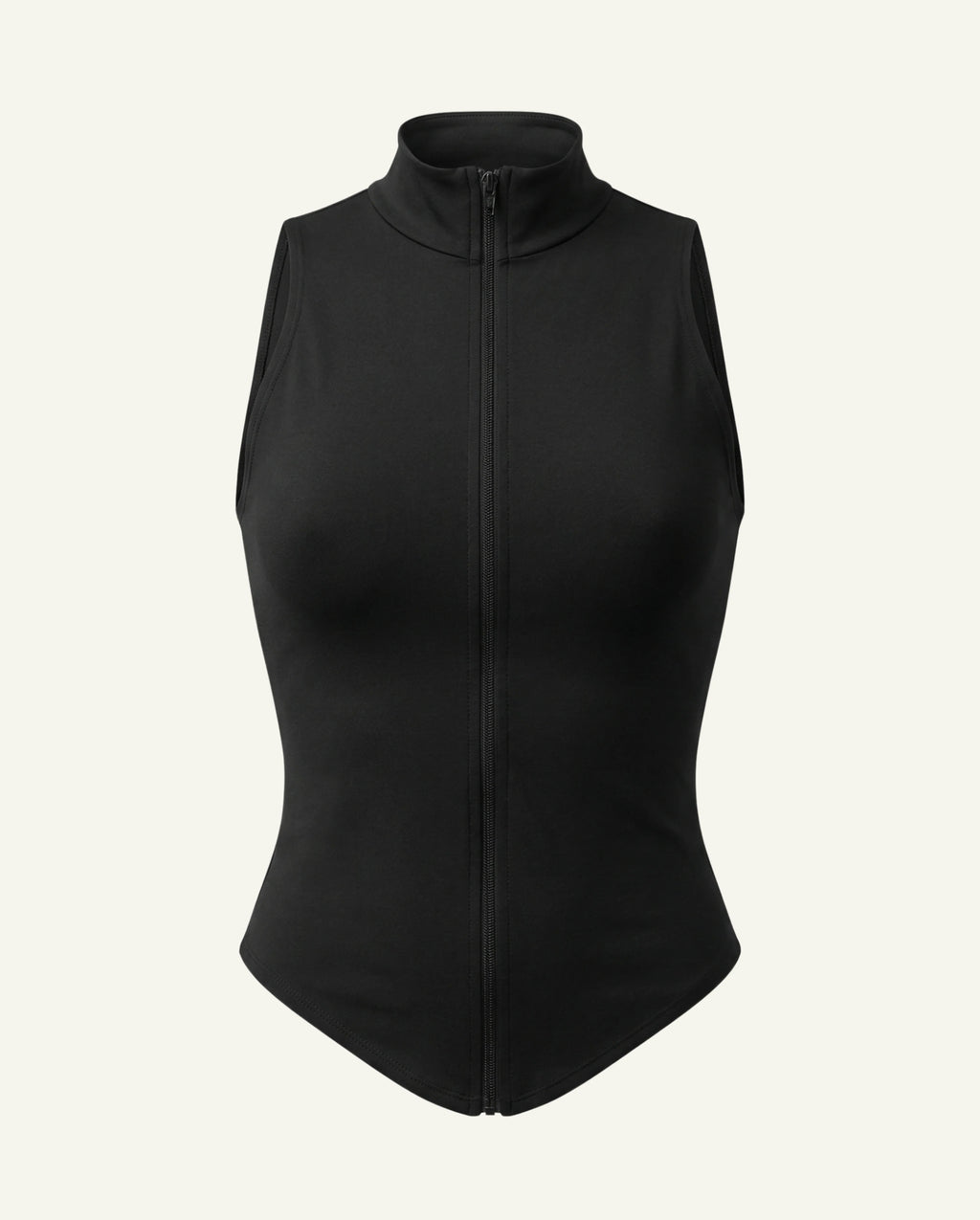 Women's Organic Cotton Zip Tank | High Collar Side Cutout Top-0