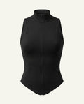 Women's Organic Cotton Zip Tank | High Collar Side Cutout Top-0