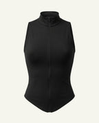 Women's Organic Cotton Zip Tank | High Collar Side Cutout Top-0