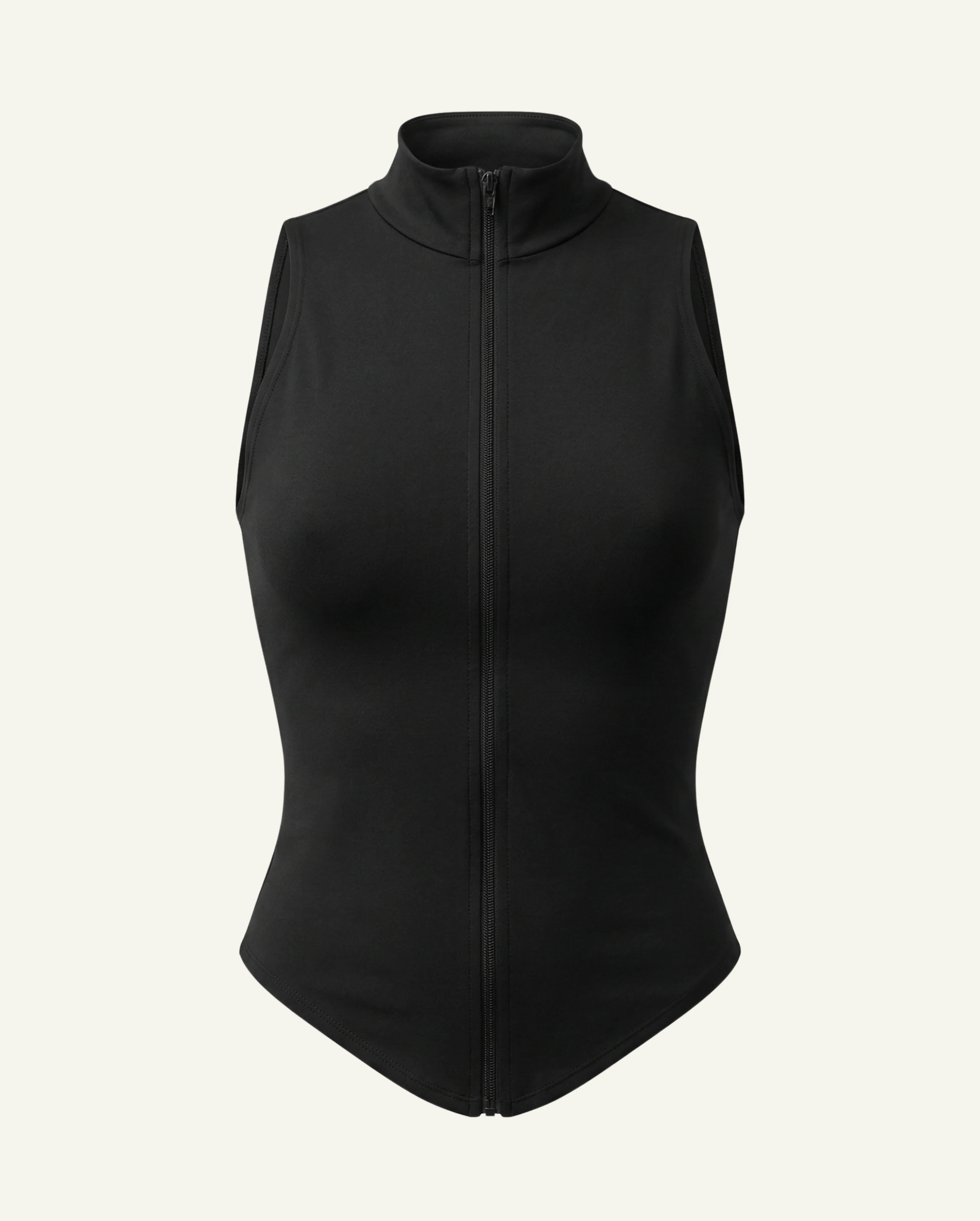 Women's Organic Cotton Zip Tank | High Collar Side Cutout Top-0