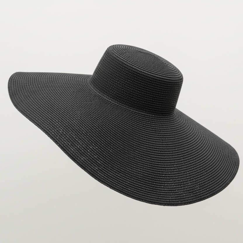 Lola Wide Brim Jute Straw Hat – Black