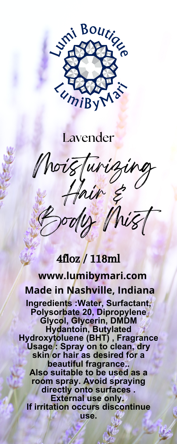 Natural Moisturizing Hair & Body Mist/ Room Spray – 4 fl Oz