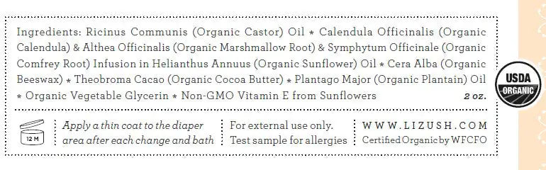 Lizlush Organic Diaper Balm – 2 Oz