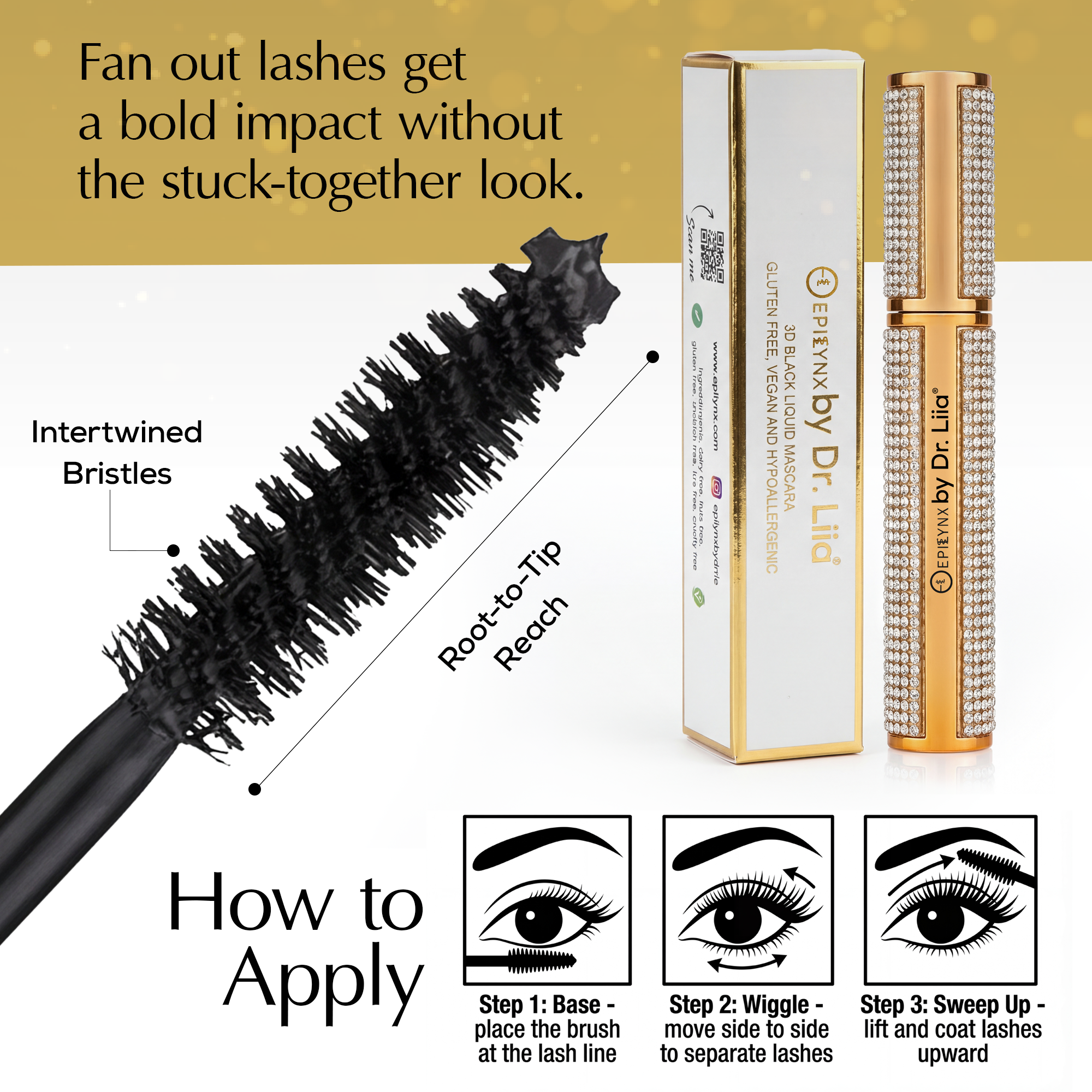Mega Volume Vegan Smudge-Proof Mascara with Handmade Rhinestone Case