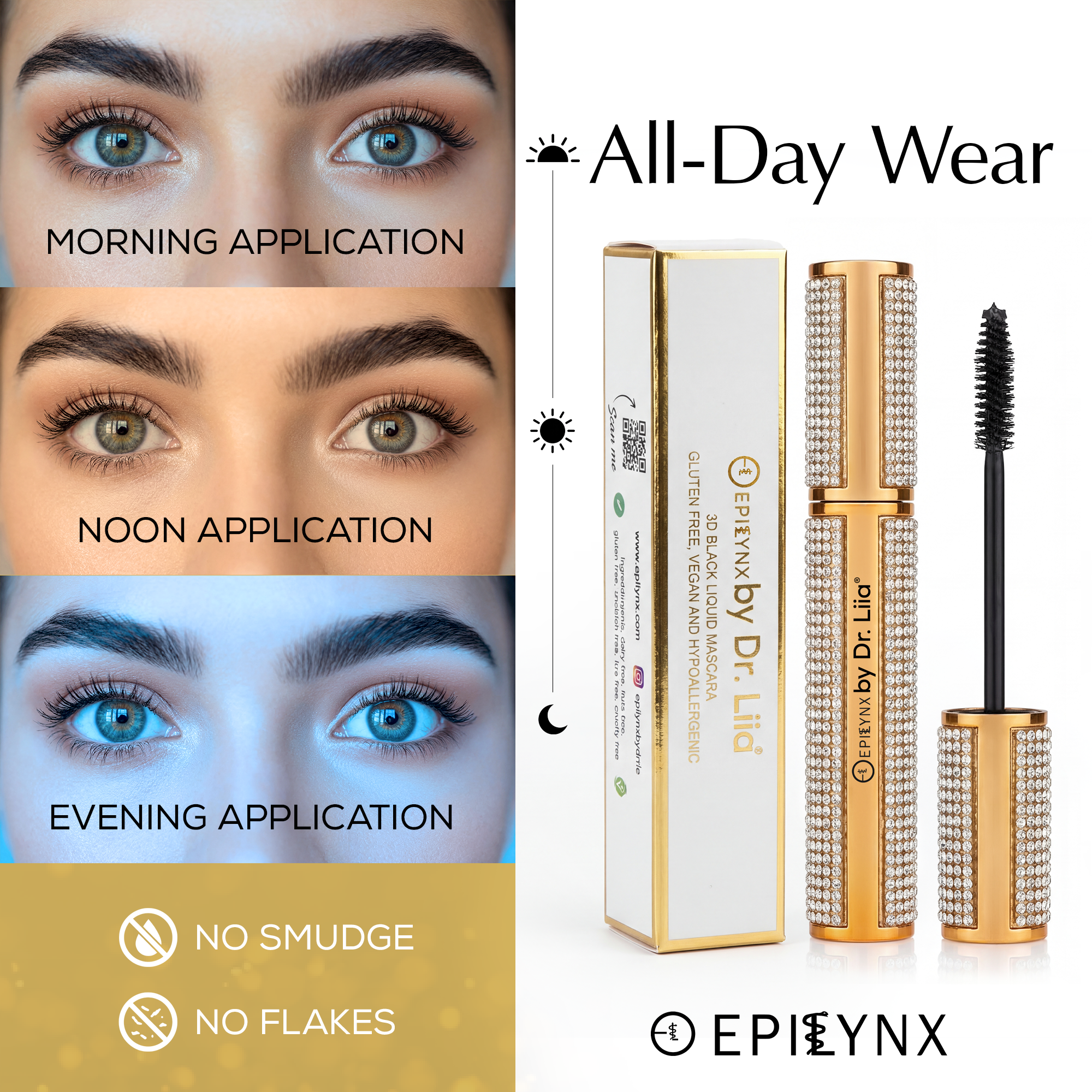 Mega Volume Vegan Smudge-Proof Mascara with Handmade Rhinestone Case