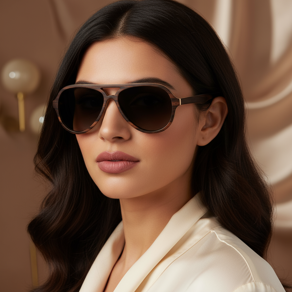 Handmade Wooden Aviator Sunglasses – Polarized UV Protection for Men & Women