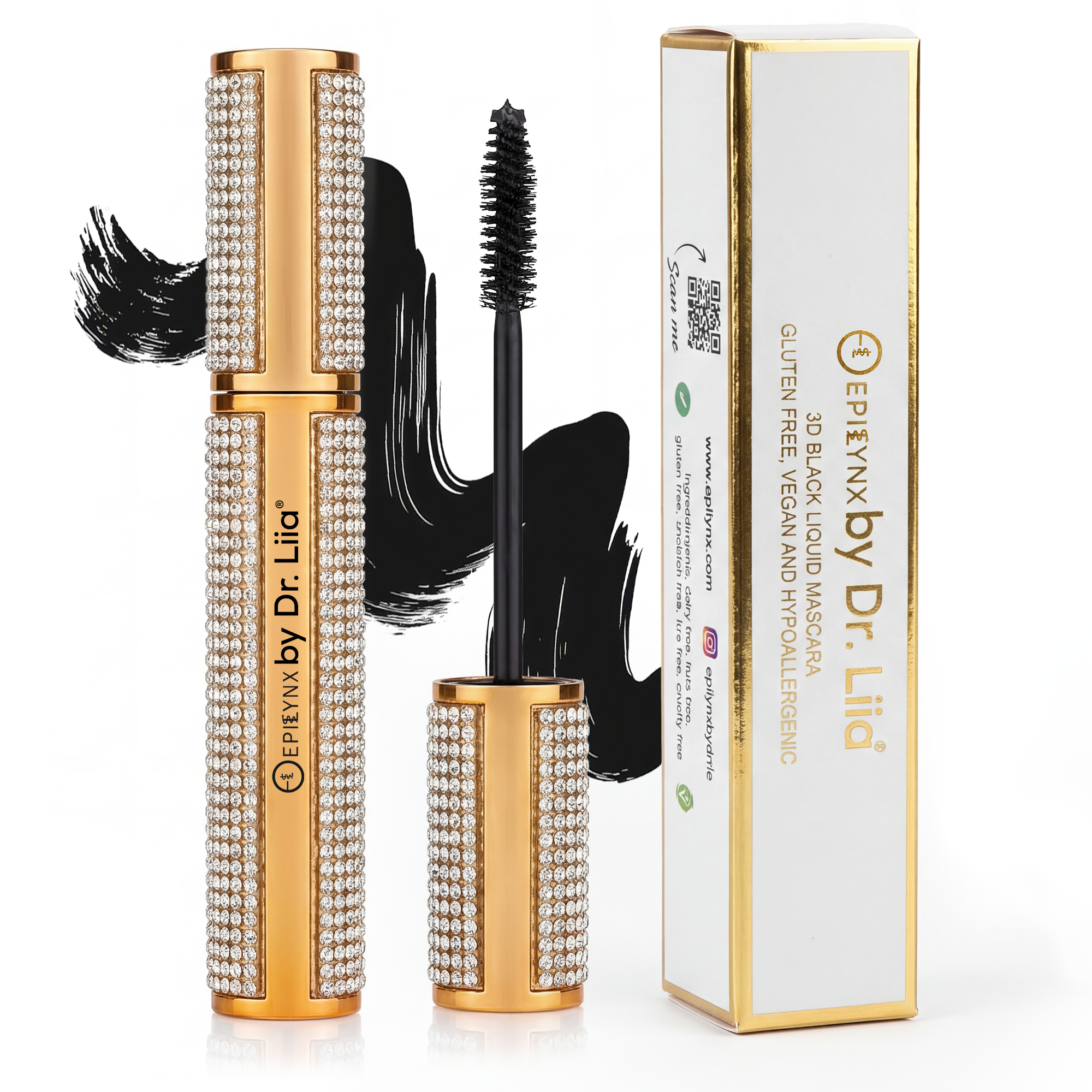 Mega Volume Vegan Smudge-Proof Mascara with Handmade Rhinestone Case