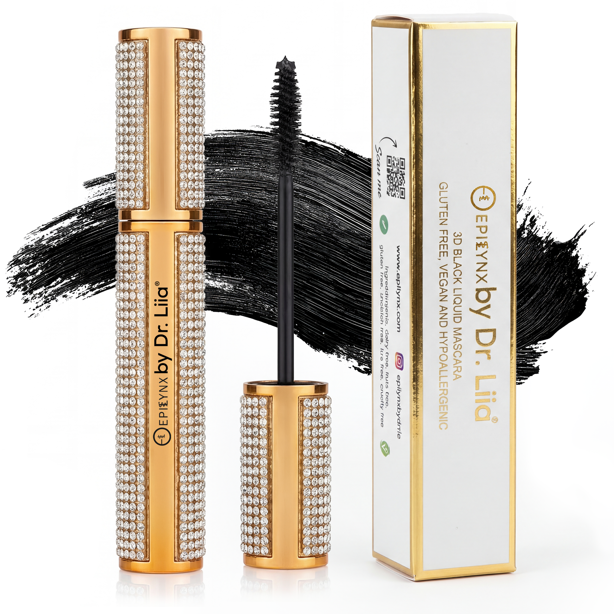 Mega Volume Vegan Smudge-Proof Mascara with Handmade Rhinestone Case