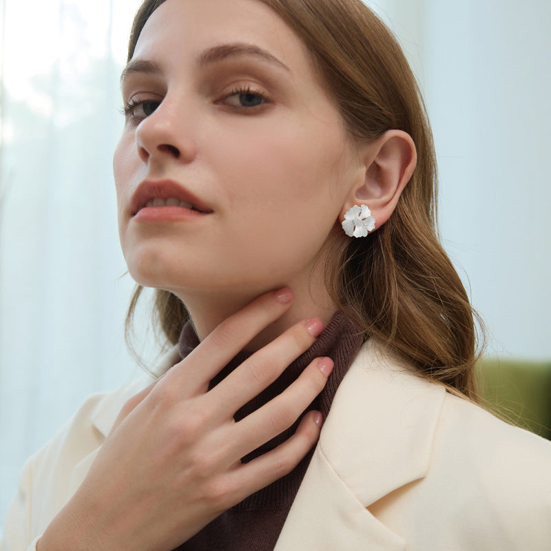 Peony Flower 925 Silver Stud Earrings