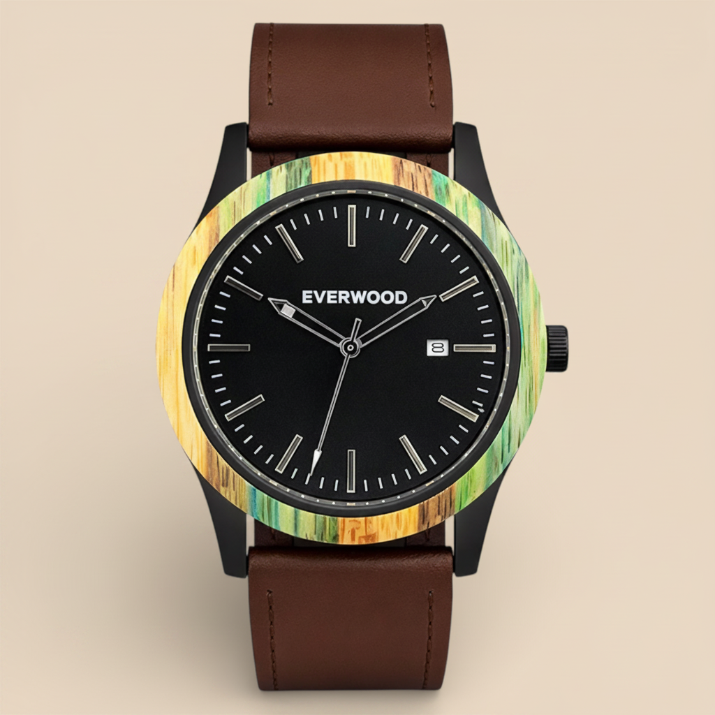 Inverness Bamboo + Leather Men's Analog Watch