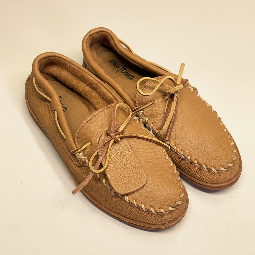 MINNETONKA Genuine Pre-Owned Moosehide Classic – Size Men's 11 – Natural/Brown
