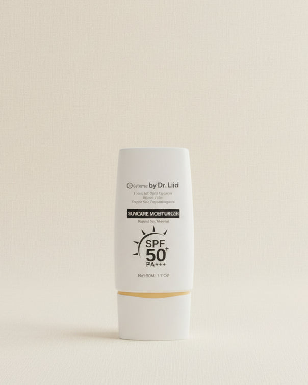 Dr. Liid sunscreen bottle on a bathroom counter