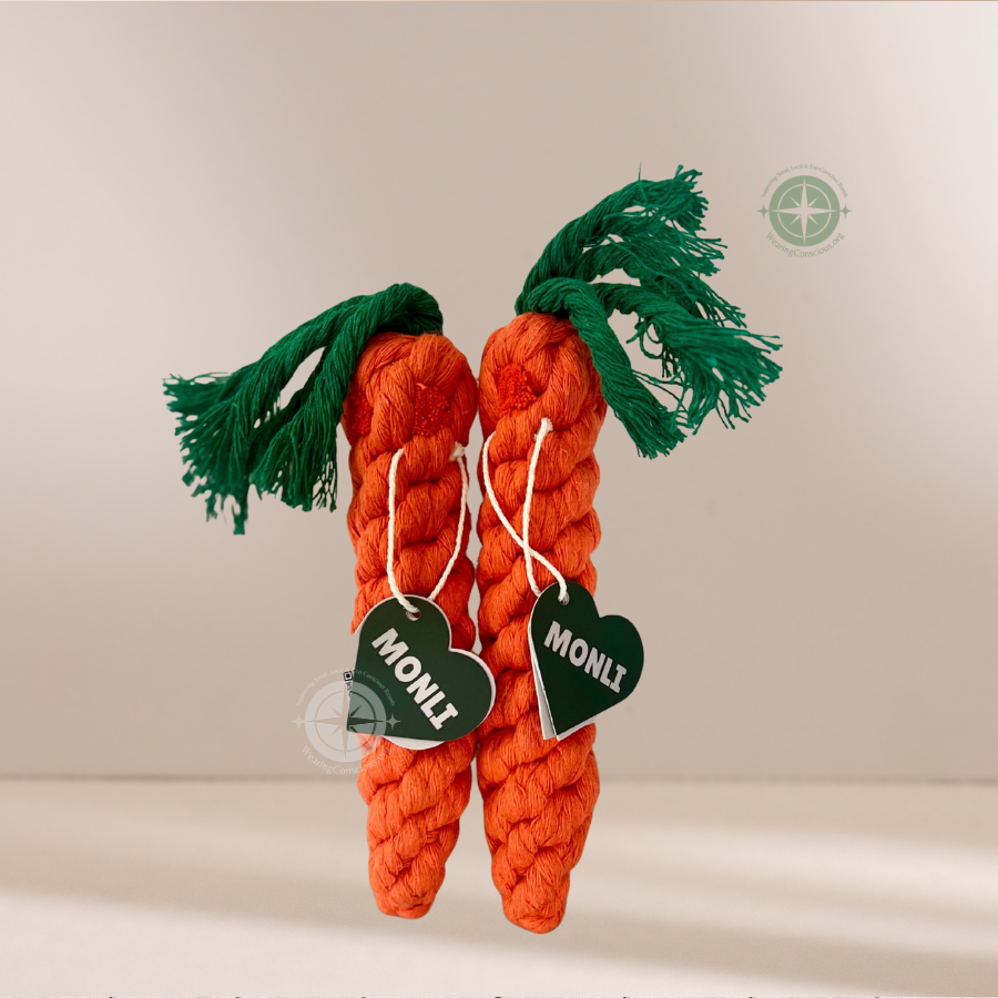 The CARROT Handcrafted Sustainable Rope Dog Toy – 6"