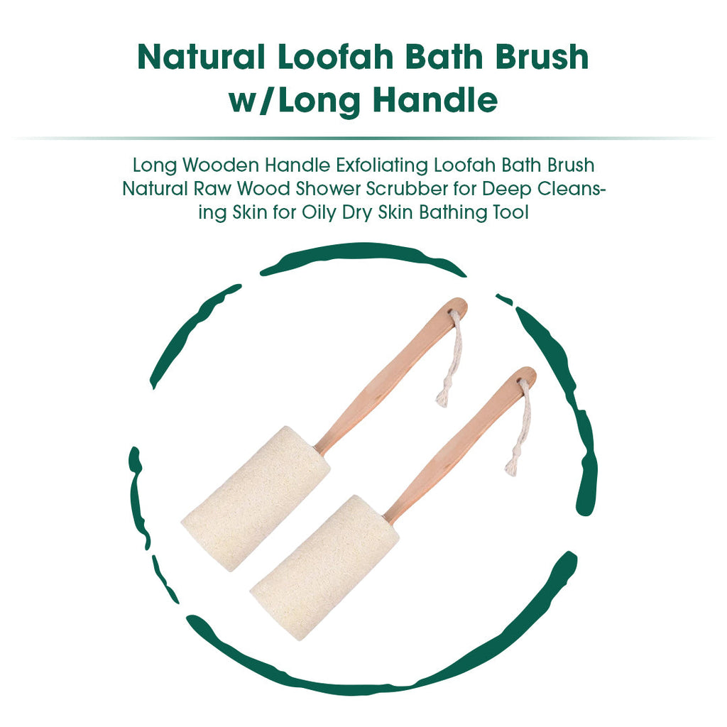 Natural Long Wood Handle Loofah Bath Brush