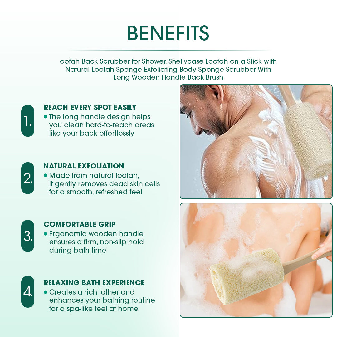 Natural Long Wood Handle Loofah Bath Brush