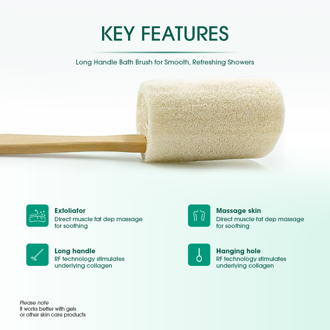 Natural Long Wood Handle Loofah Bath Brush