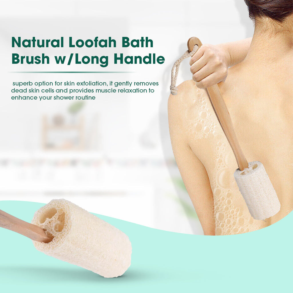 Natural Long Wood Handle Loofah Bath Brush