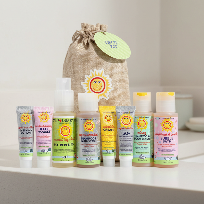 Try It Kit Skin + Hair Care Sampler Set – 8 Pieces + Travel Bag