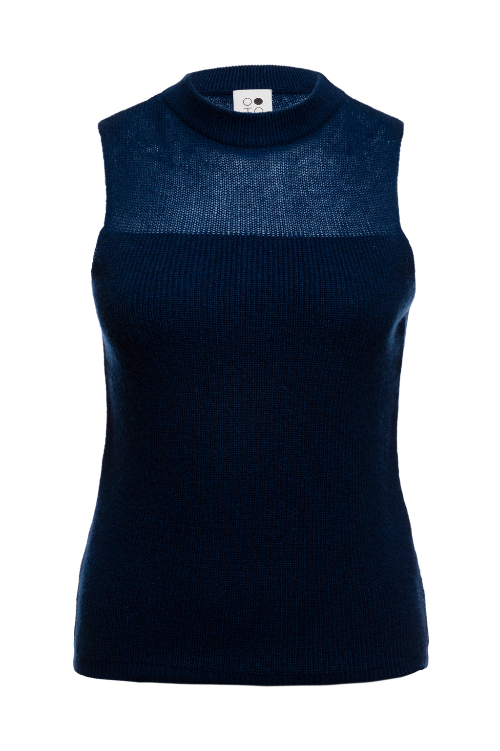 Coral Sleeveless Block Intarsia Top