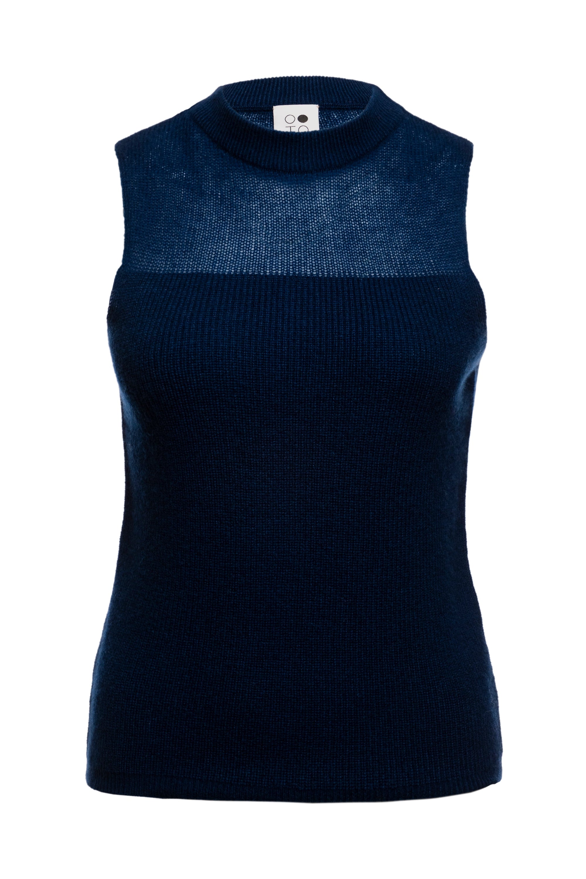 Coral Sleeveless Block Intarsia Top