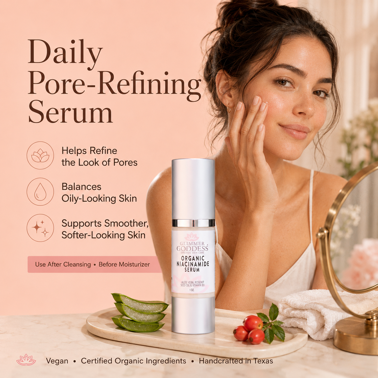 Organic Niacinamide Serum 5% – Pore Minimizer + Anti-Aging Treatment