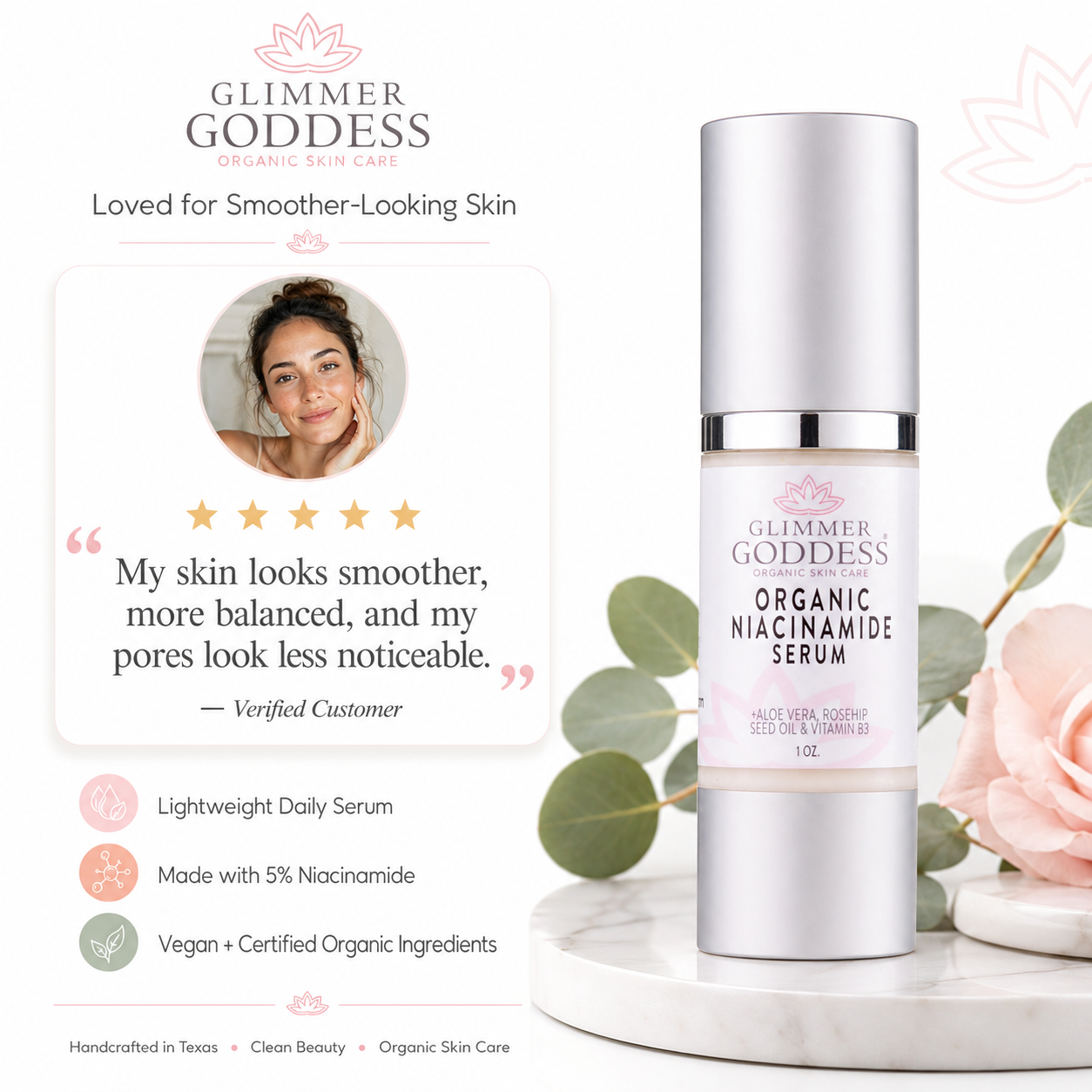 Organic Niacinamide Serum 5% – Pore Minimizer + Anti-Aging Treatment