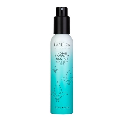 Pacifica Indian Coconut Nectar hair and body mist bottle on a white background