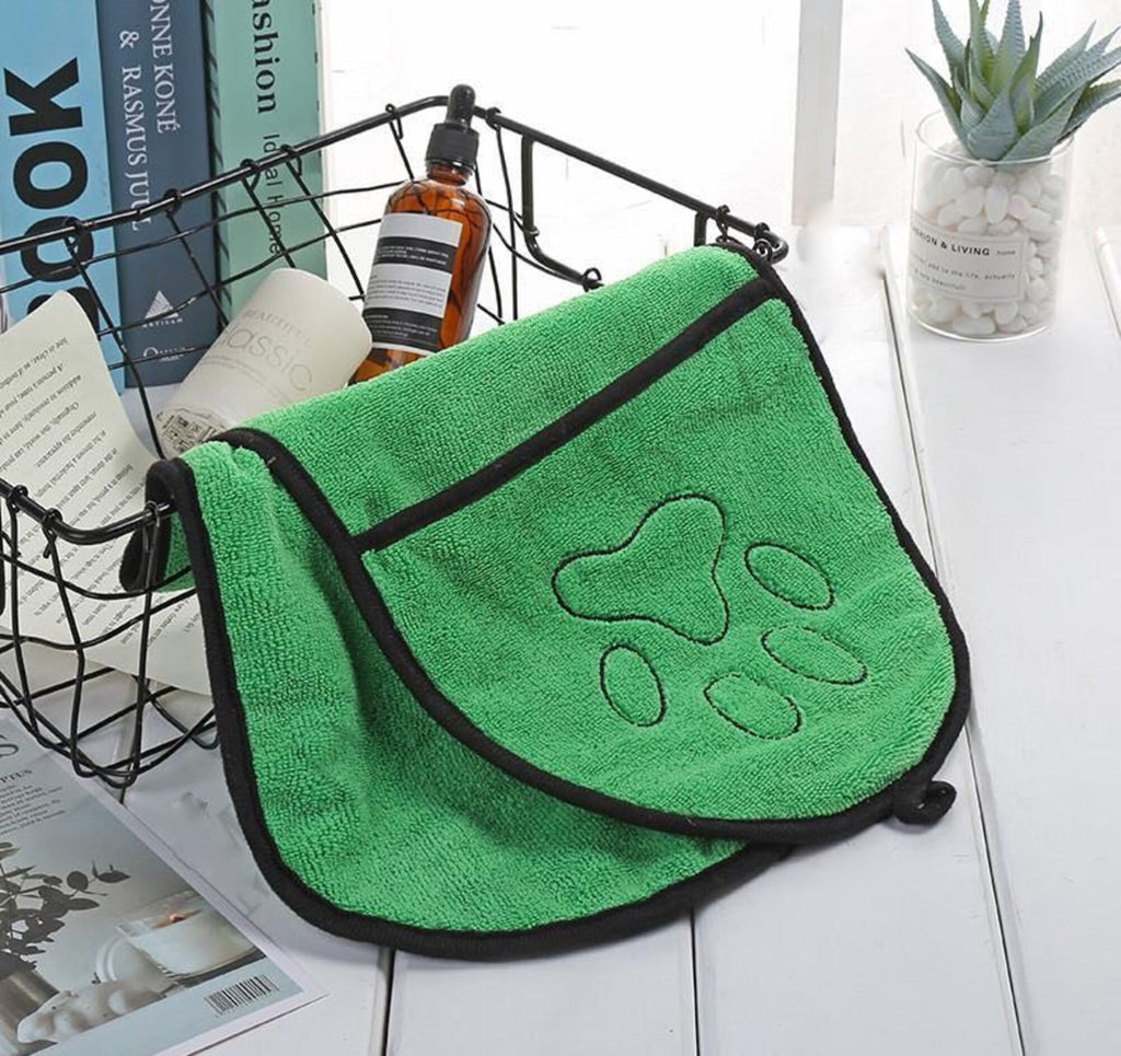 BeNat Pets Dog Bath Towel – Double Drop Pocket Design