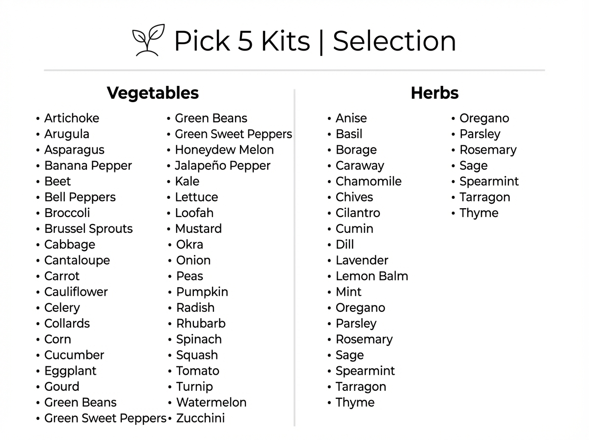 Seeds In A Cup®: Entire Garden in a Box - Choose 5 Pack!