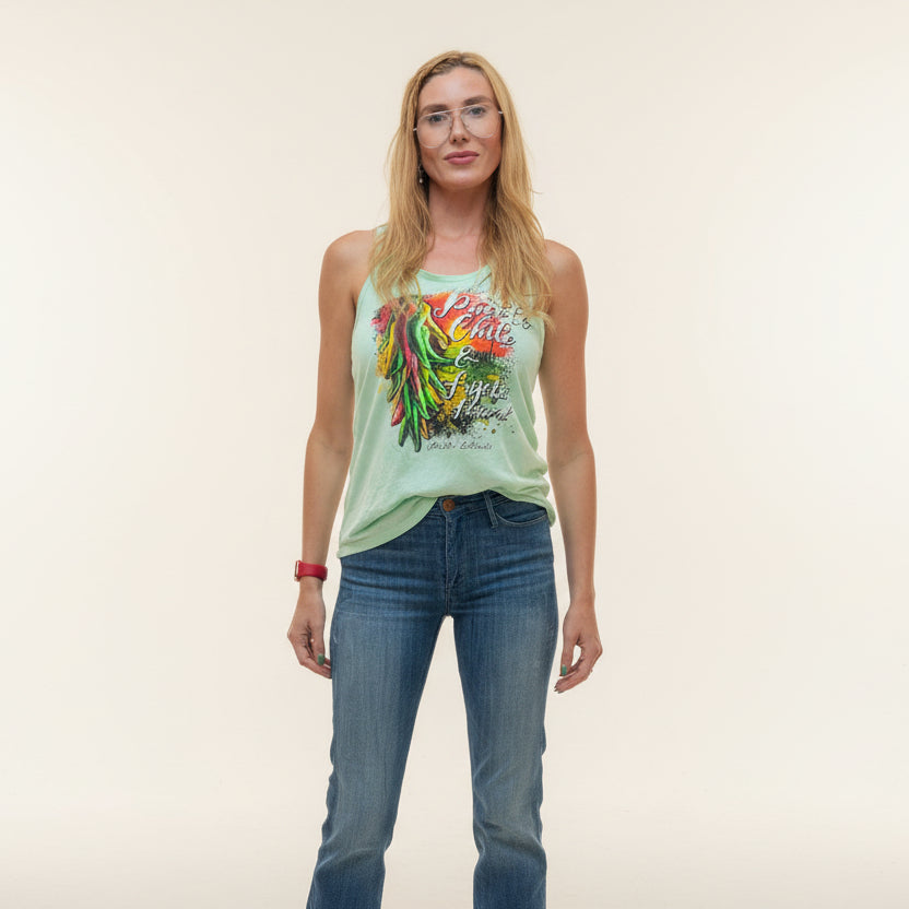 Pre-Loved Chile + Frijoles Festival Tank Top – Light Green