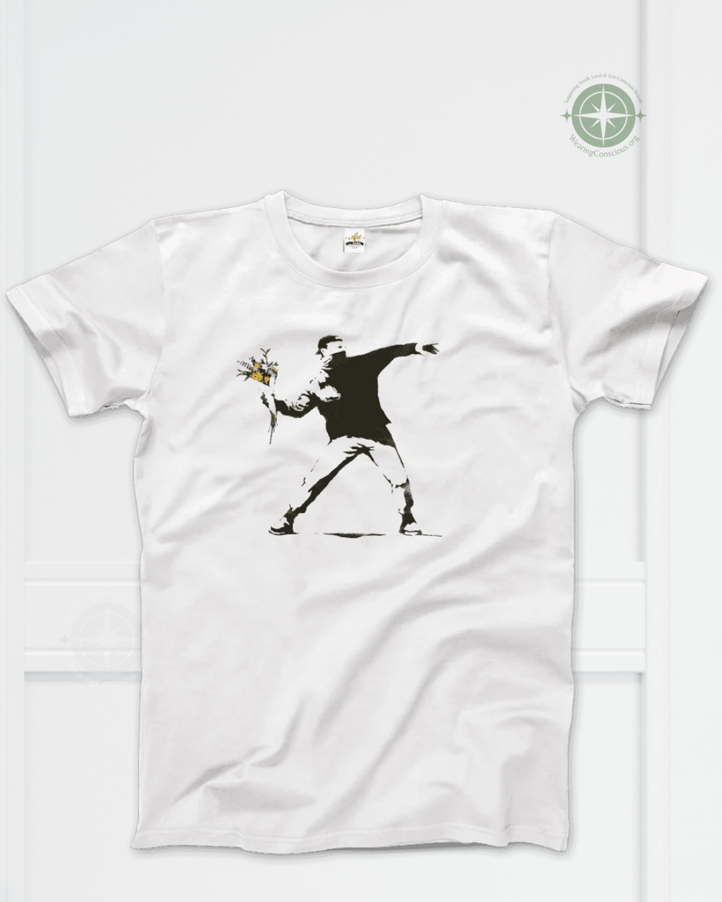 The FLOWER THROWER Banksy Artwork T-Shirt