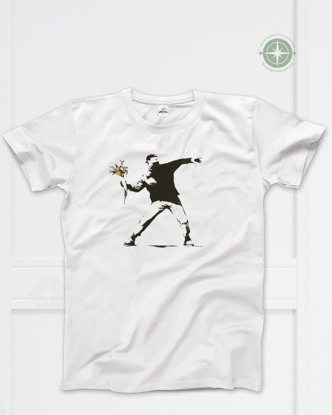 The FLOWER THROWER Banksy Artwork T-Shirt