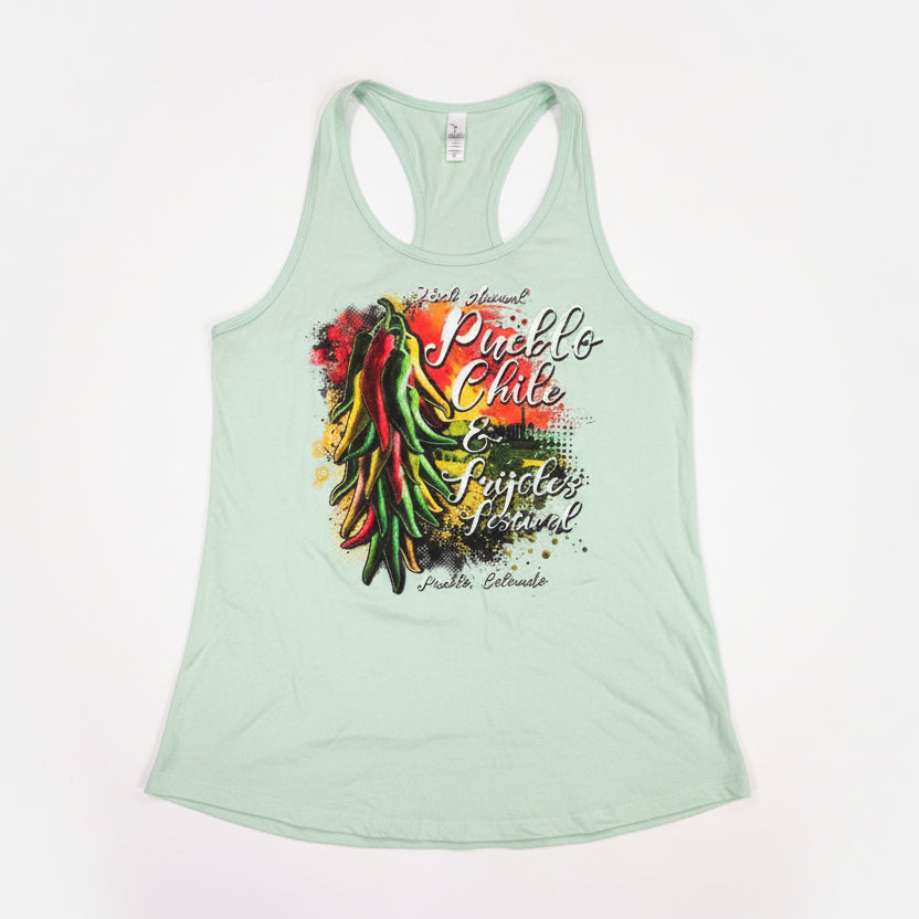 Pre-Loved Chile + Frijoles Festival Tank Top – Light Green