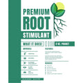 Premium root stimulant packaging with green and white design