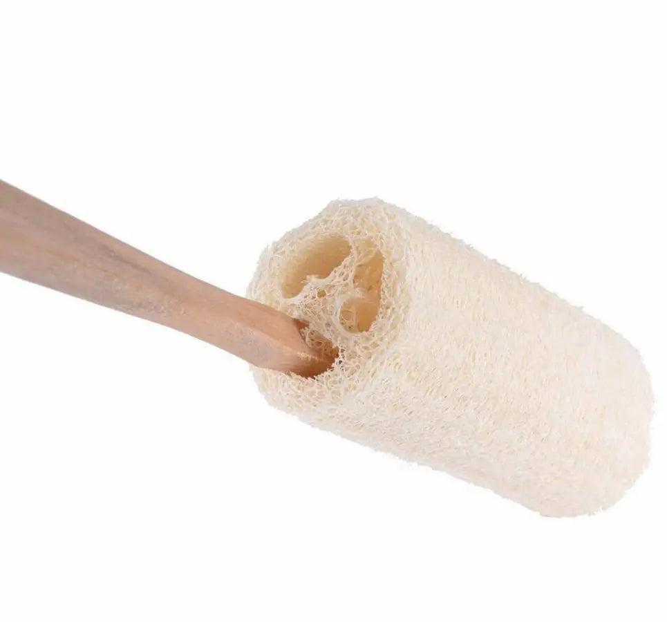 Natural Loofah Bath Brush - Long Wood Handle