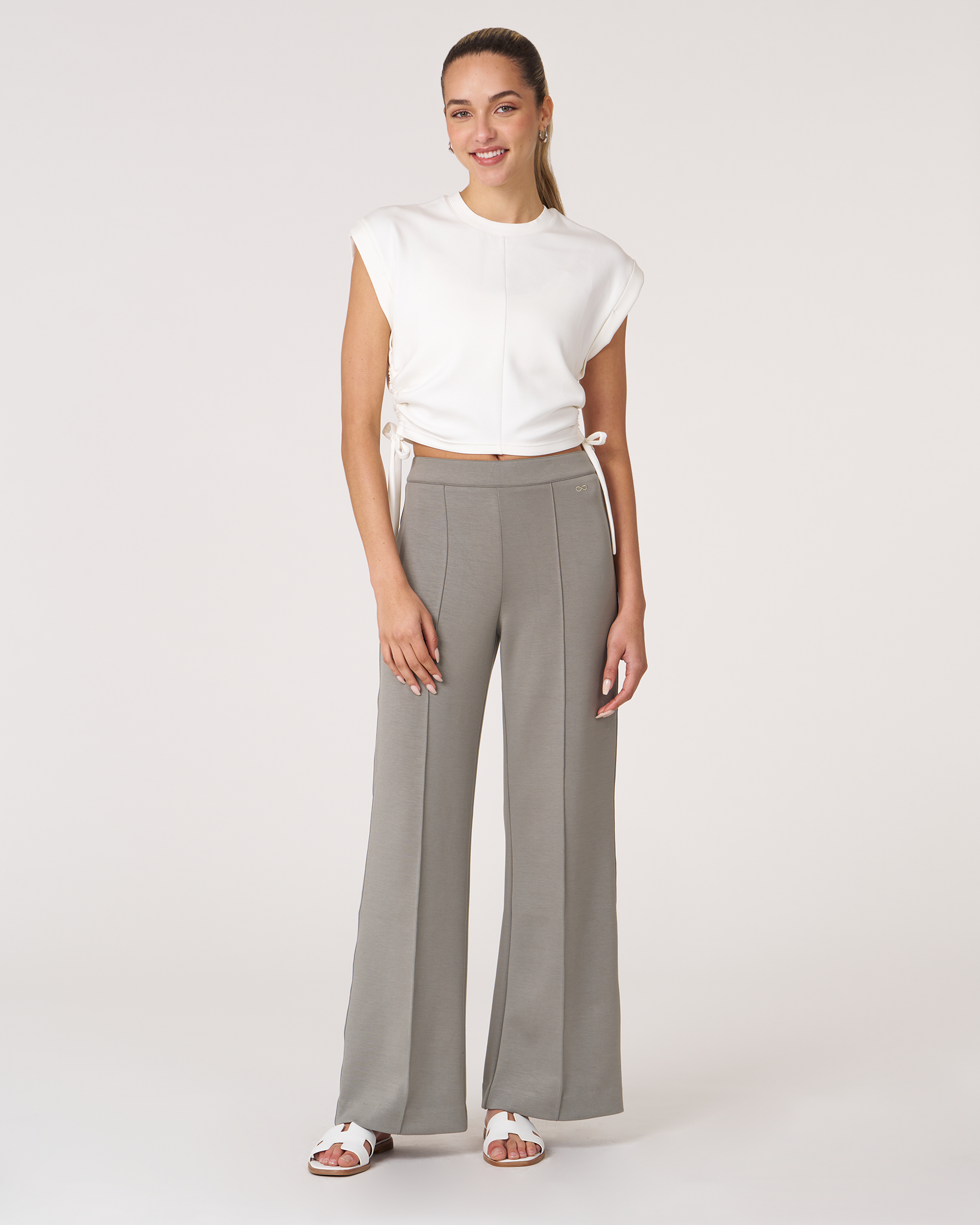 Madison Pintuck Wide Leg Scuba Pant 30"-3